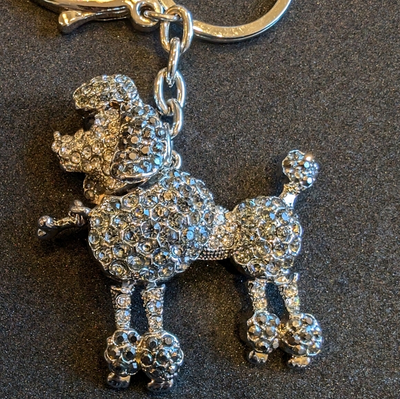 Keychain Silver Poodle With Rhinestones - Picture 3 of 7